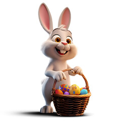 Easter bunny holding a basket of easter eggs