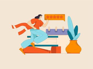 Virtual characters social communication concept business flat vector hand drawn illustration
