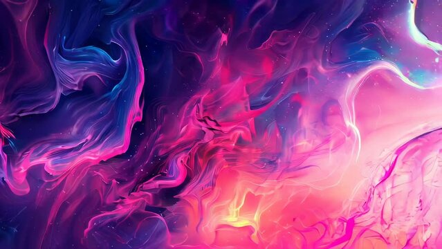 Abstract background of acrylic paints in pink, blue and purple colors.