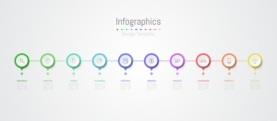 Fototapeta na wymiar Infographic 10 options design elements for your business data. Vector Illustration.