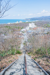 新潟　伊夜日子神社から望む日本海（村上市）