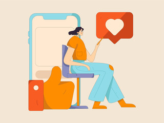 Virtual characters social communication concept business flat vector hand drawn illustration
