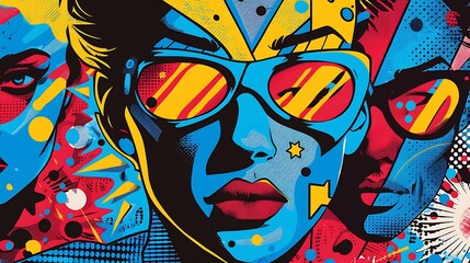 Vibrant Retro Comics Illustration in a Psychedelic and Abstract Setting