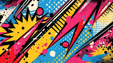 Psychedelic Abstract Background Meets Retro 90s Pop Art Comics Illustration