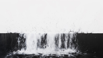 water flowing from the fountain mockup (white background).