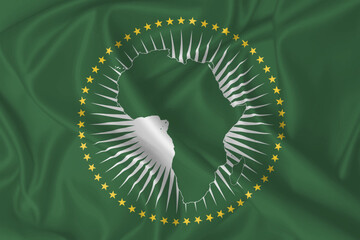 Flag of African Union vector waving in the wind