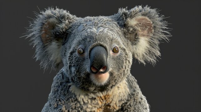 close up of koala dark background