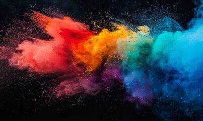 Fototapeta premium KS Colorful powder explosion rainbow colors vibrant backg