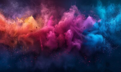 KS Colorful powder explosion rainbow colors vibrant backg - obrazy, fototapety, plakaty