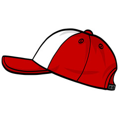 Trucker Hat Snapback Red White Cap Doodle Drawing Illustration