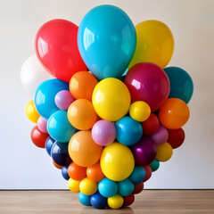 Bunch of colorful balloons on white background. 3D illustration.