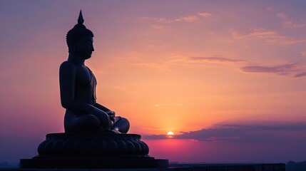 Silhouette of Buddha with sun shining from behind