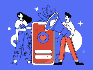 Notification announcement vector creative flat hand drawn illustration
