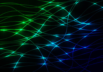 Electric technology blue line wave green dark background