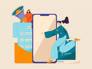 Notification announcement vector creative flat hand drawn illustration
