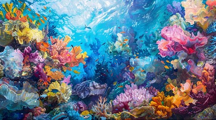 The Vibrant Underwater World  A Coral Reef Ecosystem - obrazy, fototapety, plakaty
