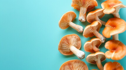 Oyster mushroom pleurotus ostreatus on pastel background, creating a serene composition - obrazy, fototapety, plakaty