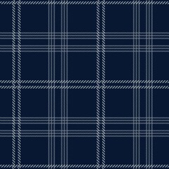  Tartan seamless pattern, white and navy blue, can be used in fashion design. Bedding, curtains, tablecloths