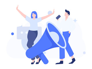 Notification announcement vector creative flat hand drawn illustration
