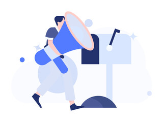 Notification announcement vector creative flat hand drawn illustration
