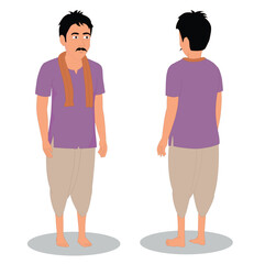 Indian village poor man cartoon character design for 2d animation
