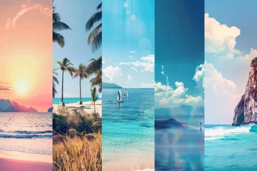 Wandaufkleber Collage of beach and sea scenes. © InfiniteStudio
