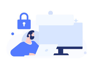 Business network security character flat vector concept operation hand drawn illustration
