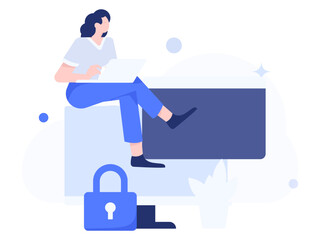 Business network security character flat vector concept operation hand drawn illustration
