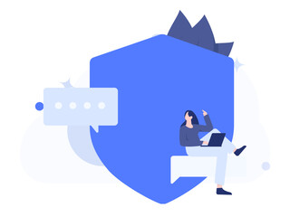 Business network security character flat vector concept operation hand drawn illustration
