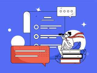 Invite friends to conduct questionnaire flat vector concept operation hand drawn illustration
