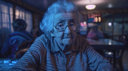 Fototapeta premium Older lady enjoying and playing