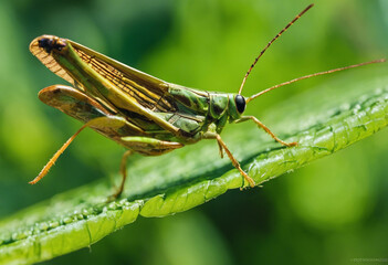 The Secret Life of Grasshoppers Exploring Their Vibrant World and Impact on Agriculture - obrazy, fototapety, plakaty