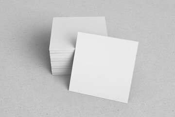 empty blank minimal clean stacked square ratio brand stationery business name card identity paper with sharp edges realistic mockup isolated 3d render illustration