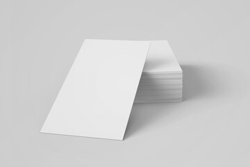 blank and stacked 90x50 mm vertical corporate company business card identity contact with sharp edges realistic mockup isolated 3d render illustration perspective view