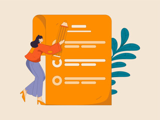 Invite friends to conduct questionnaire flat vector concept operation hand drawn illustration
