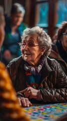 Older lady enjoying and playing