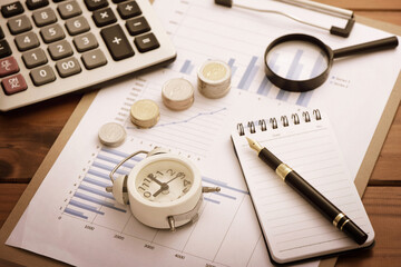 Office supplies scenario placed on financial data reports