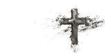 Ashes crucifix cross on white representing Easter holiday - obrazy, fototapety, plakaty