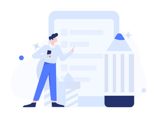 Invite friends to conduct questionnaire flat vector concept operation hand drawn illustration
