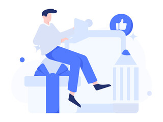 Invite friends to conduct questionnaire flat vector concept operation hand drawn illustration
