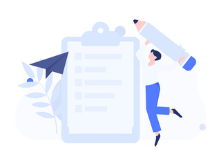 Invite friends to conduct questionnaire flat vector concept operation hand drawn illustration
