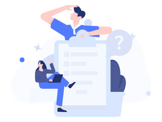 Invite friends to conduct questionnaire flat vector concept operation hand drawn illustration
