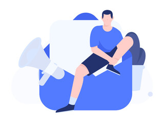 Invite friends to conduct questionnaire flat vector concept operation hand drawn illustration
