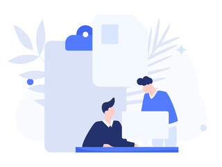 Invite friends to conduct questionnaire flat vector concept operation hand drawn illustration
