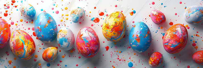 Whimsically painted easter eggs - obrazy, fototapety, plakaty