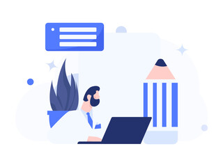 Invite friends to conduct questionnaire flat vector concept operation hand drawn illustration
