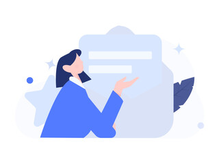 Invite friends to conduct questionnaire flat vector concept operation hand drawn illustration
