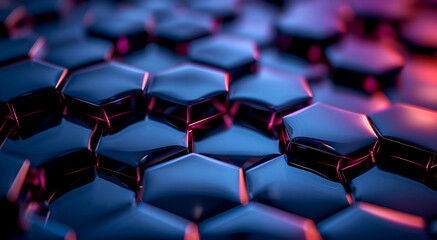 Scientific materials with abstract hexagonal background. Close-up view