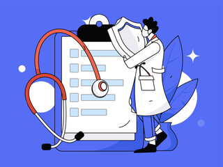 Medical characters fighting the epidemic flat vector concept operation hand drawn illustration
