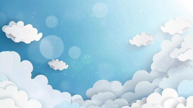  clouds on blue sky banner- white cloud on blue sky. seamless looping overlay 4k virtual video animation background